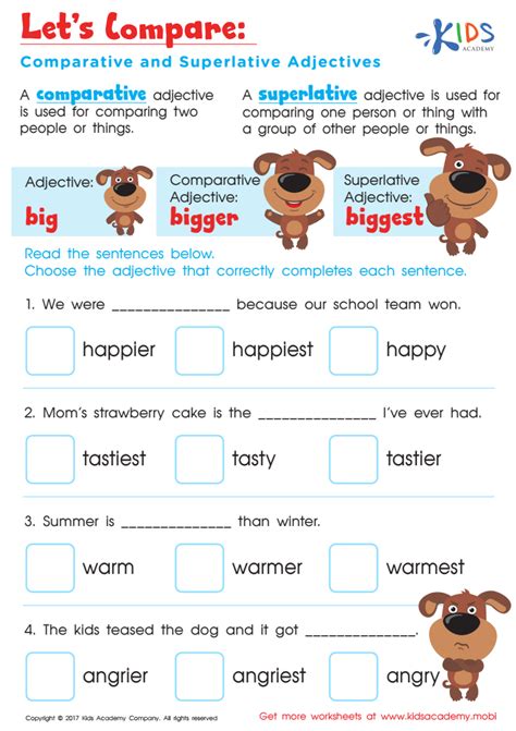 Adjectives Superlative And Comparative Worksheets