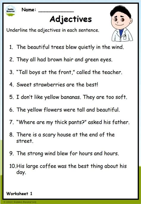 Adjectives Worksheets For Grade 3 With Answers Pdf
