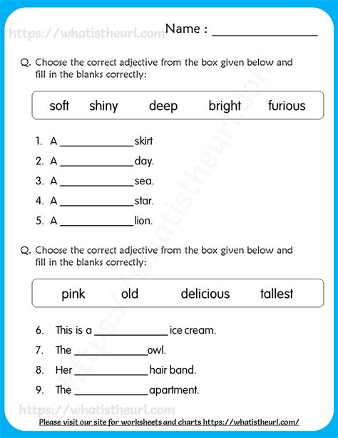 Adjectives Worksheets For Grade 5