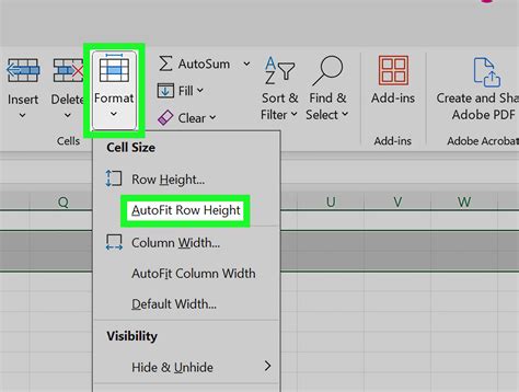Adjust Cell Size in Excel
