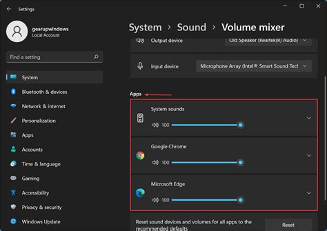 Adjust sound settings for specific apps