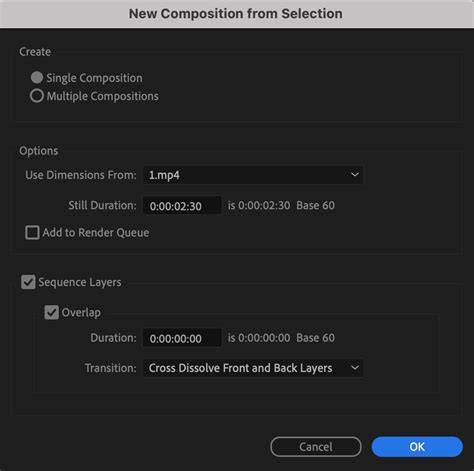 Image of Adjusting Transition Options in Adobe After Effects