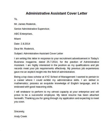 Admin Cover Letter Sample