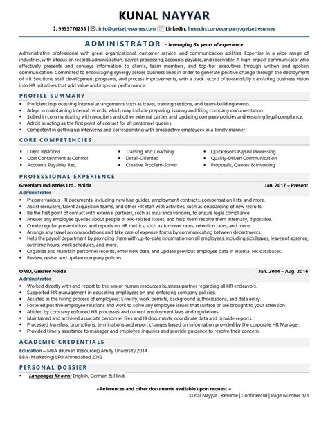 Admin Job Resume
