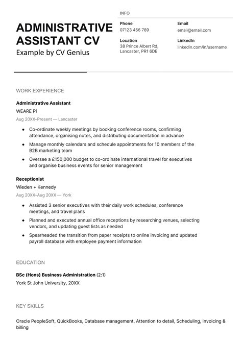 Administrative Job Resume