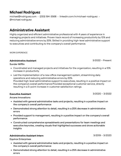 Administrative Job Summary For Resume