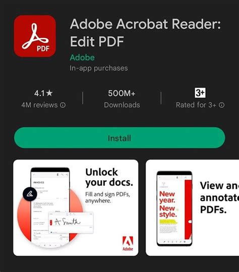 Adobe Acrobat Reader tampilan antarmuka Android