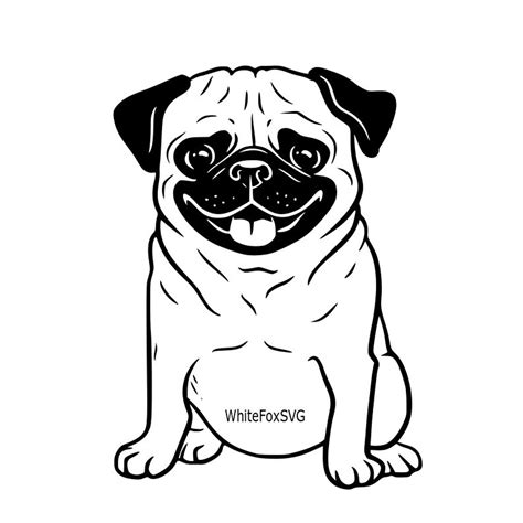 Adorable Pug Black And White Cartoon