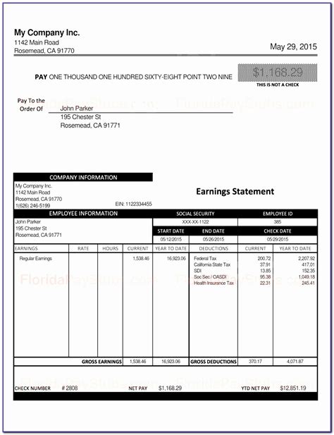 Adp Pay Stub Template Word