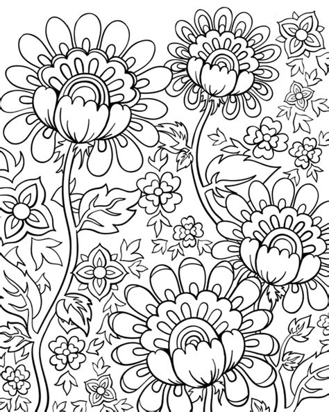 Adult Coloring Pages Doodle Flowers
