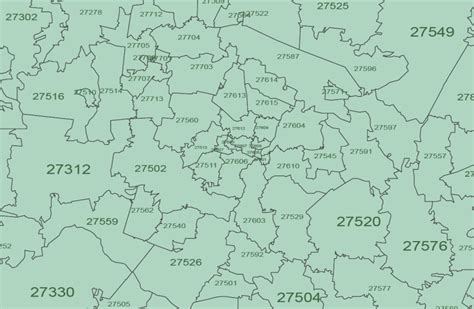 North Carolina Zip code map, Coding, Zip