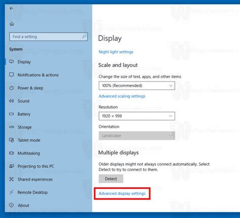 Advanced Display Settings