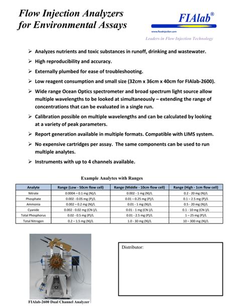 Advanced Flow Injection Technology