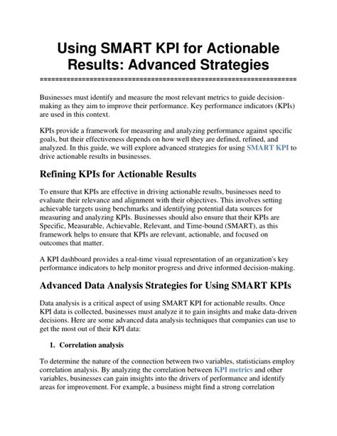 Advanced Strategies for KPI Utilization in Clinical Nutrition