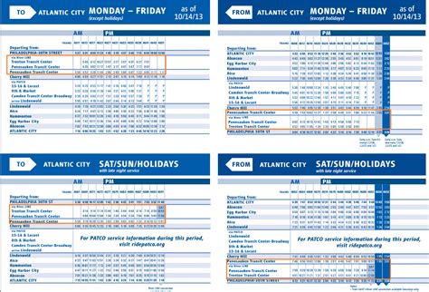 Advanced Transit Printable Schedule
