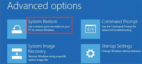 Advanced Options and System Restore Image