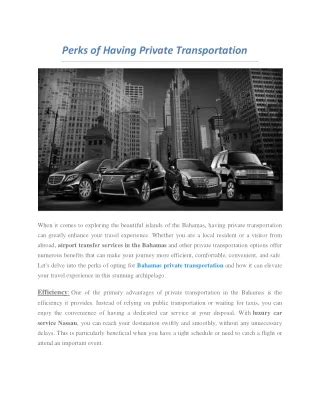 Advantages Private Transportation