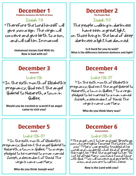 Advent Calendar Bible Verses