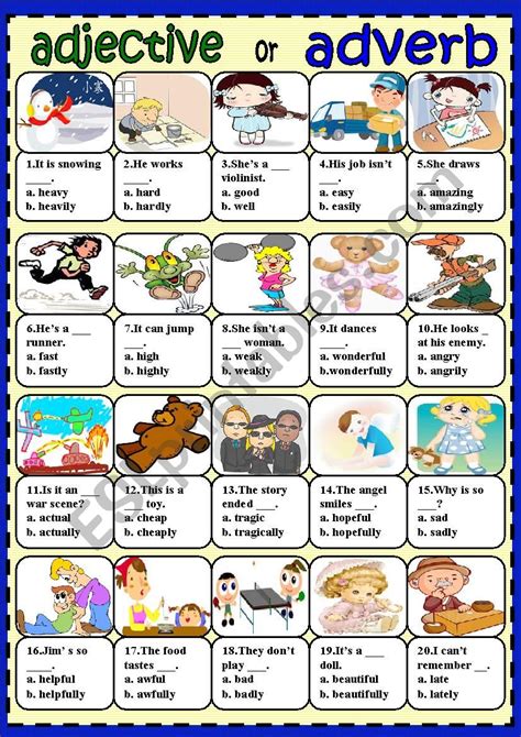 Adverbs And Adjectives Worksheet