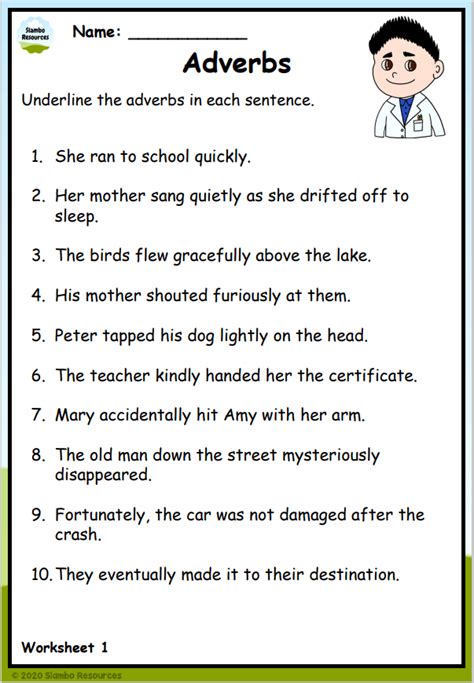 Adverbs Worksheet 3rd Grade