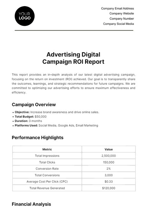 Advertising Report Template
