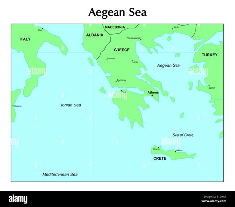 Map of Aegean Sea with cities