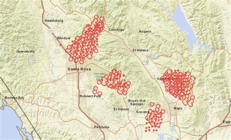 Santa Rosa Fire Map Latest Tubbs Burn & Damage Locations