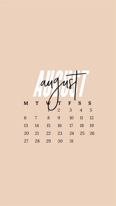Aesthetic August Calendar