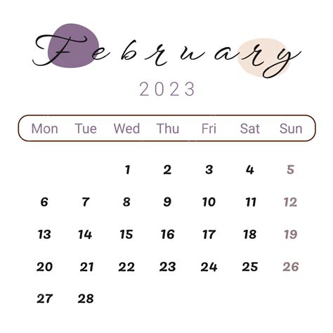 Aesthetic February Calendar