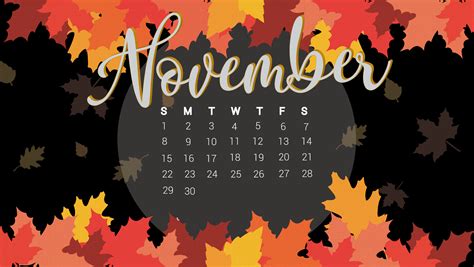 Aesthetic November Calendar Wallpaper