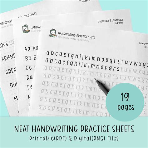 Aesthetic Printable Neat Handwriting Practice Sheets