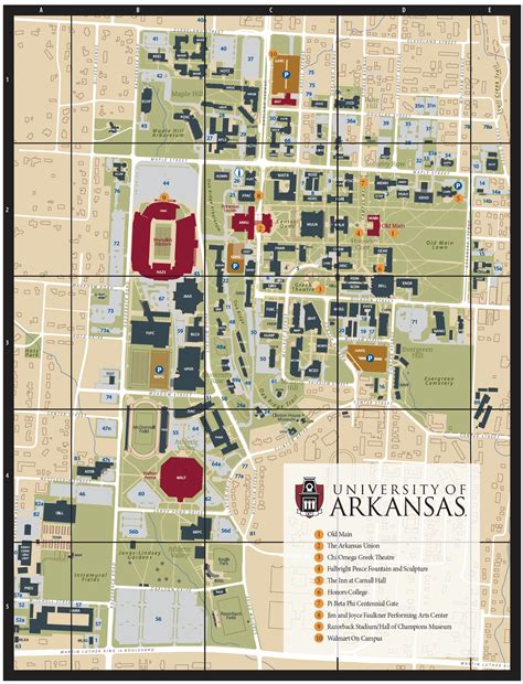 University Of Arkansas Campus Map Map