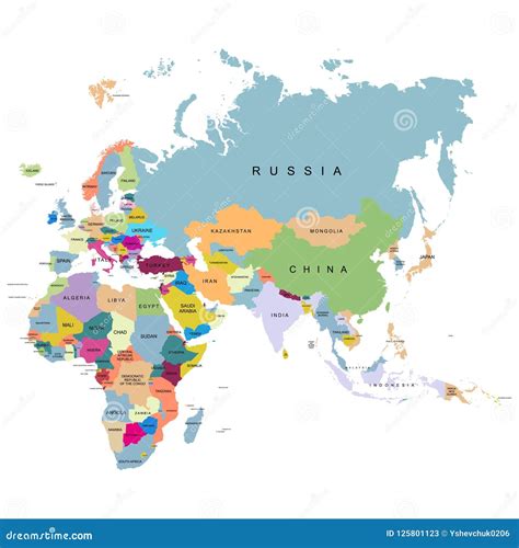 Outline map european african and asian continent Vector Image