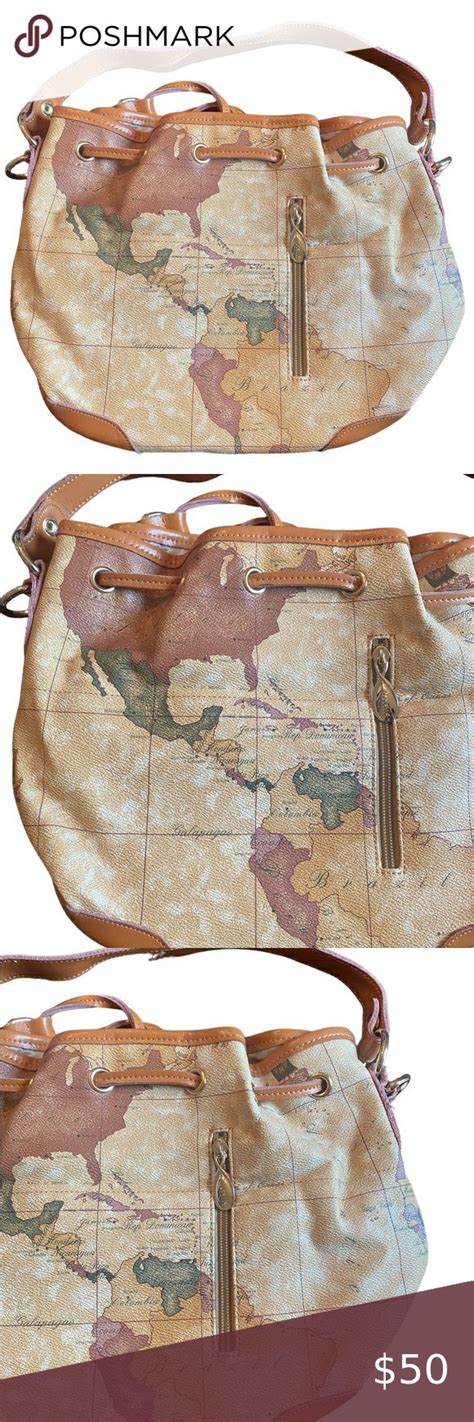 Classic Map Print Bucket Bag Brown from Chicwish Bag Collection