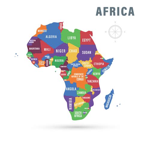 Political Map of Africa. Simplified Black Wireframe Outline. Vector