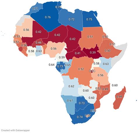 StepMap Human Development Index in Africa Landkarte für Afrika