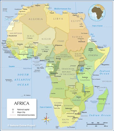 Labeled Map of Africa with Countries & Capital Names [FREE]