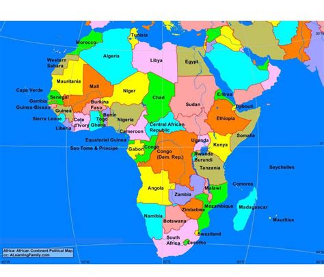 Large detailed political map of Africa with major cities and capitals