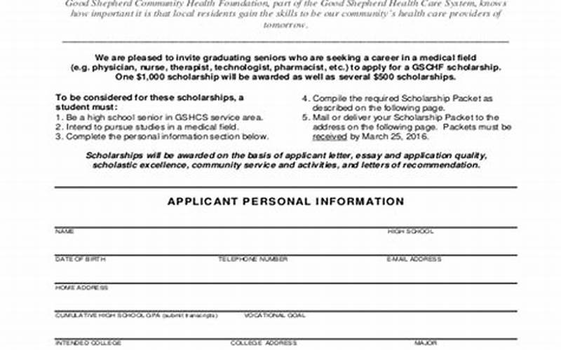 Afsa High School Scholarship Application Form
