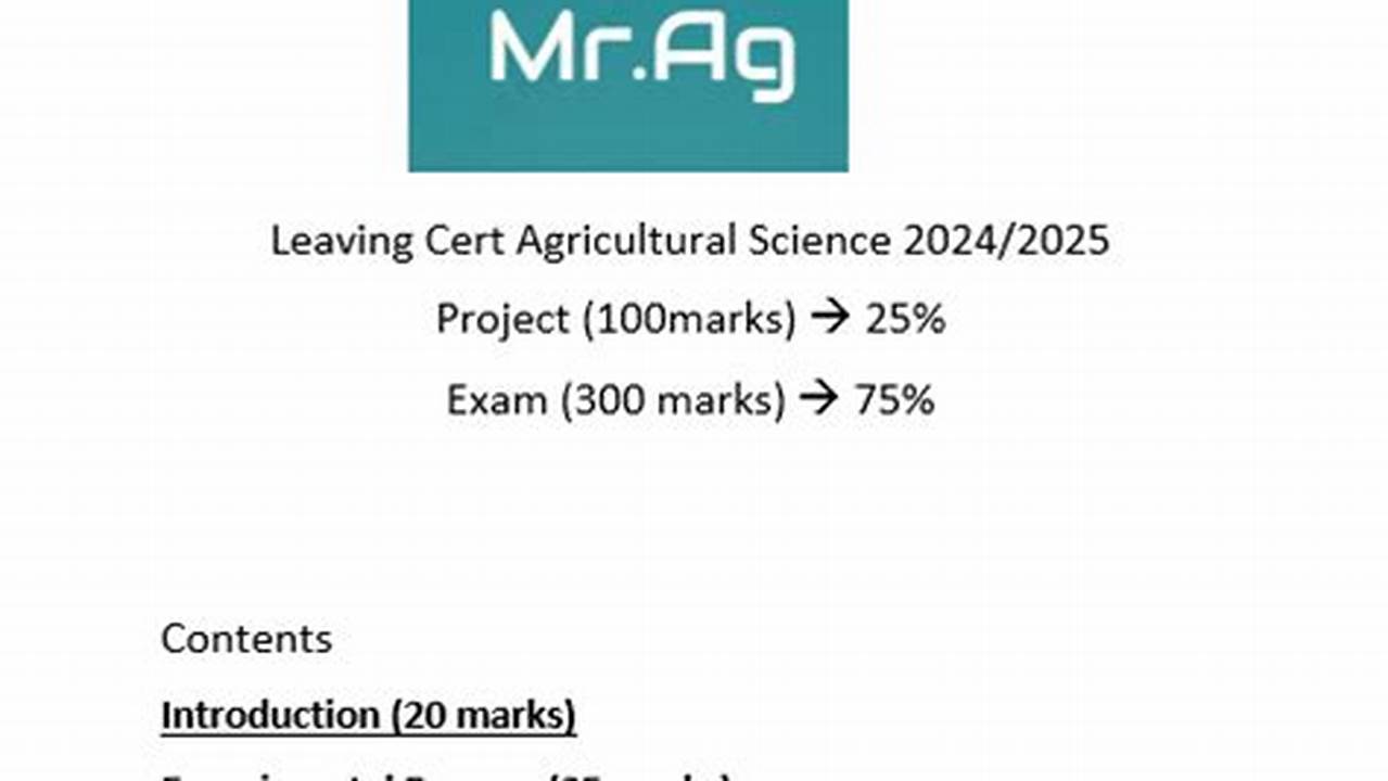 Ag Science Project Booklet 2024 Class 12