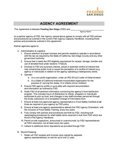 Agency Agreement Template