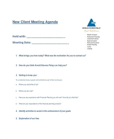 Editable 46 Effective Meeting Agenda Templates ᐅ Templatelab Sample