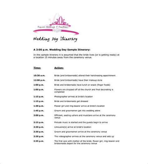Wedding Agenda Examples 7+ Samples in PDF Examples
