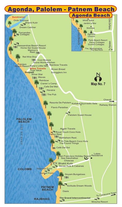 Goa Map, Map of Goa, Palolem Beach Map, Agonda Beach Map, Palolem