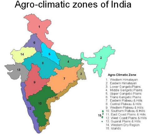 The important agroclimatic zones in India