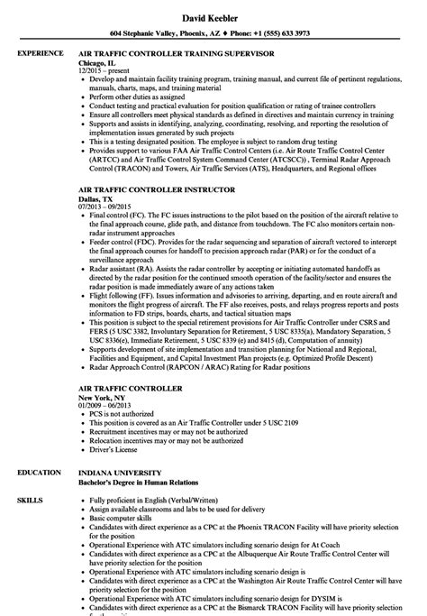 Air Traffic Controller Resume Sample
