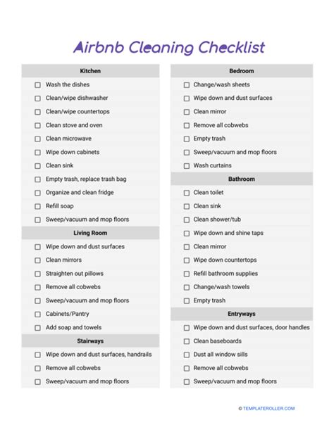 Airbnb Cleaning Checklist Printable