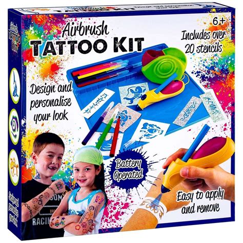 Ultimate 6 Airbrush Tattoo Kit With 8 Different Colors Of
