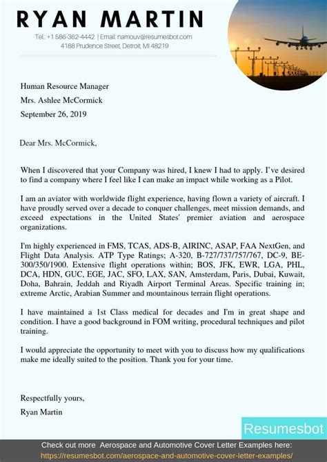 Airline Pilot Cover Letter Template