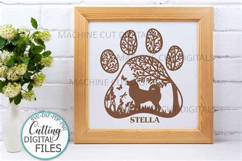 Download Akita Inu Paw Dog Round Sign Svg... Commercial Use DXF Files